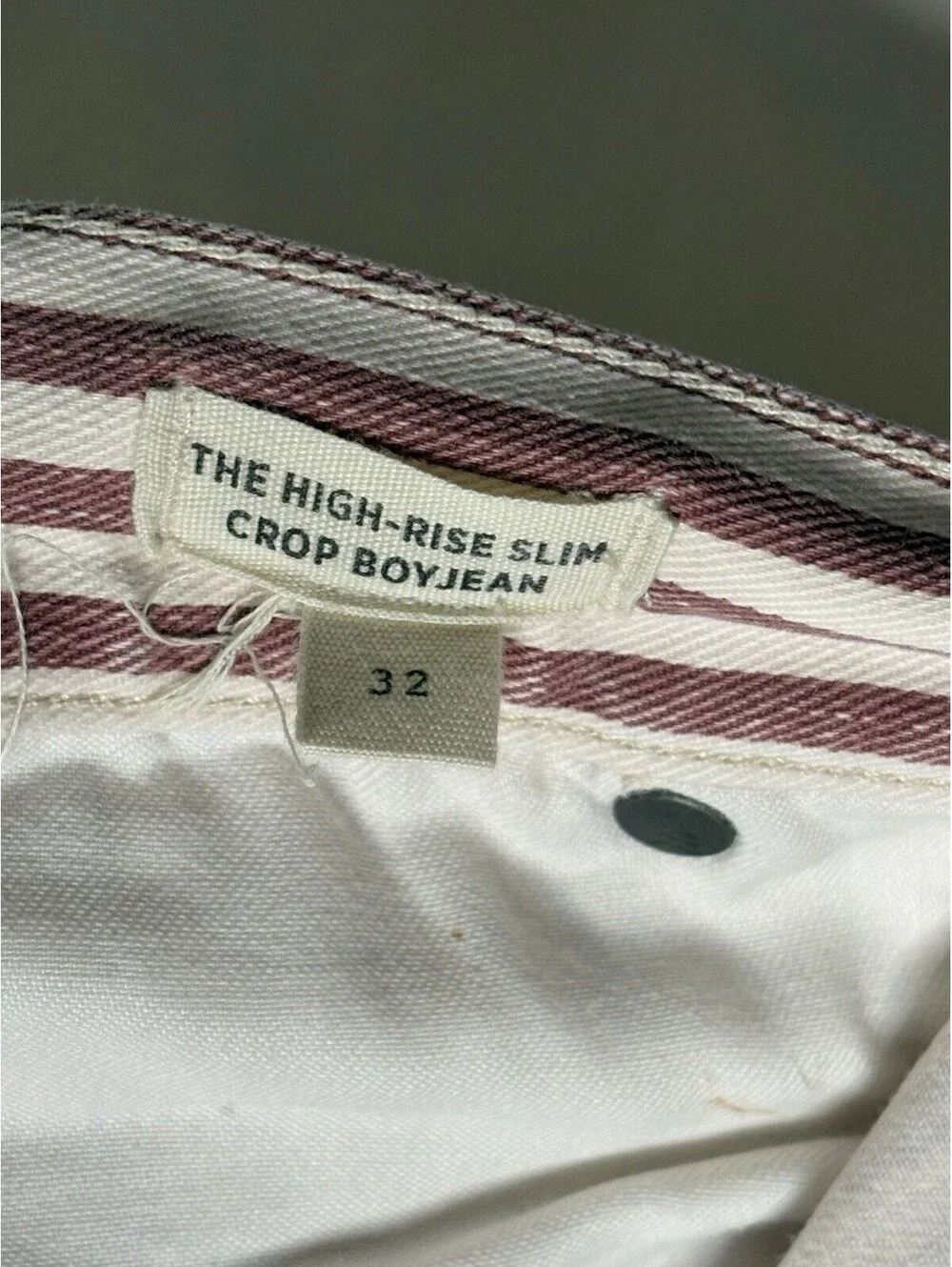 Madewell The High-Rise Slim Crop Boyjean Luca Stripe Jeans -